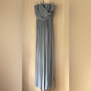 J Crew strapless bridesmaid/formal gown in silver, size 4